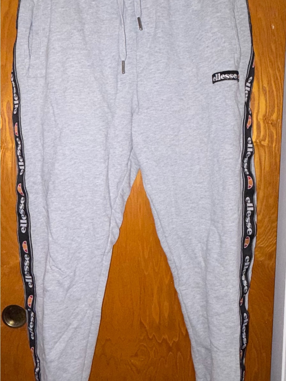 Ellesse Light Gray Logo Tape Joggers with Side Branding
